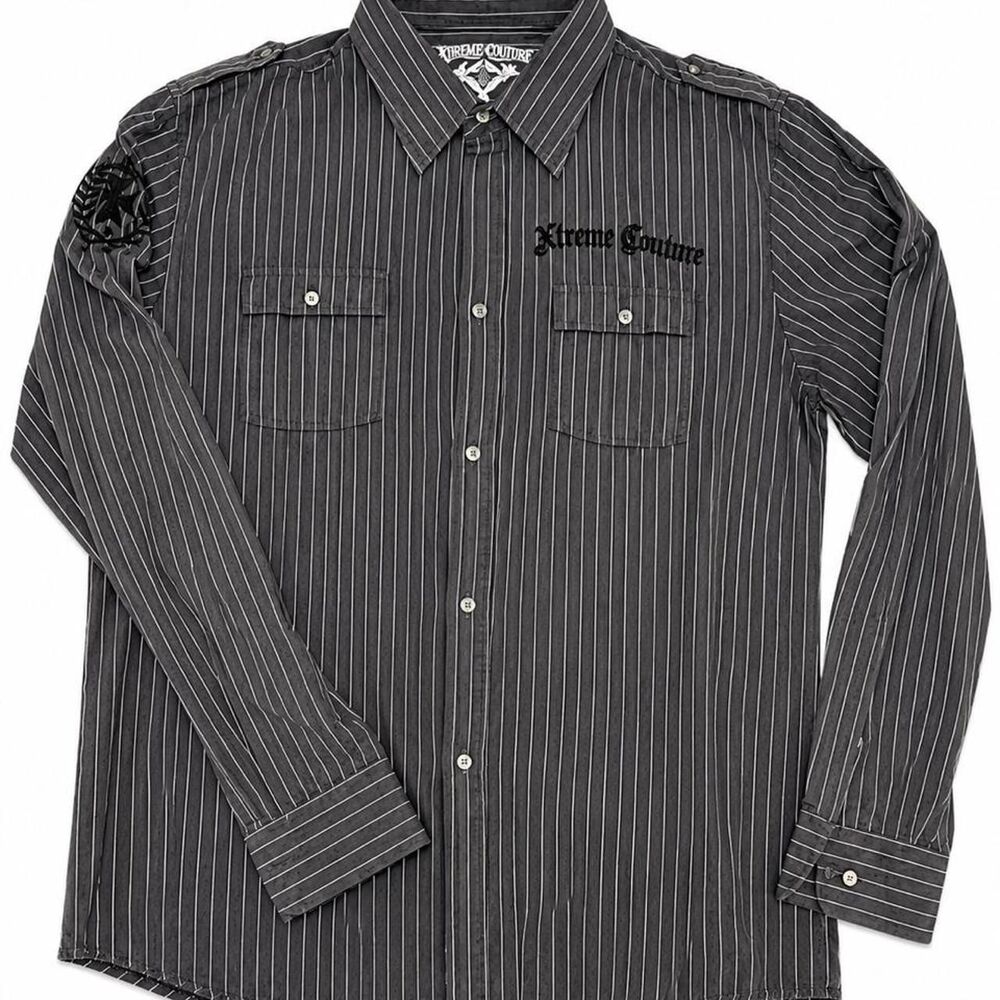 Xtreme-couture Men's Grey and Black Shirt